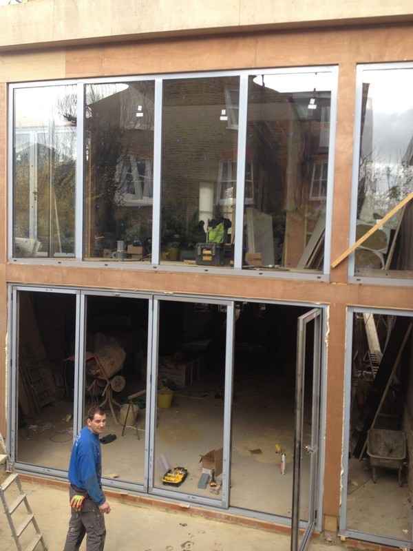 Aluminium bi-fold doors with two-storey glazing in Banbury